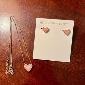 KENDRA SCOTT ARI HEART PINK DRUSY SET